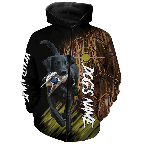 Black Labrador Retriever Duck Hunting Waterfowl camo Shirts, Personalized Duck Hunting Hoodie FSD4548