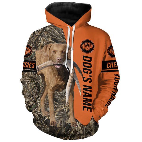 Chessies Hunting dog customized Name all over printed Shirt - Duck, Pheasant bird Hunting with Chessie FSD4217