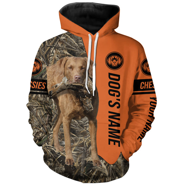 Chessies Hunting dog customized Name all over printed Shirt - Duck, Pheasant bird Hunting with Chessie FSD4217
