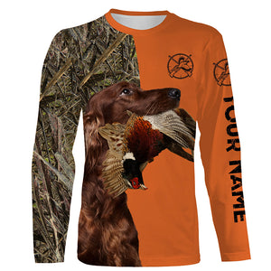 Pheasant hunting with red Irish setter Dogs Customize name 3D All over print Shirts FSD3757