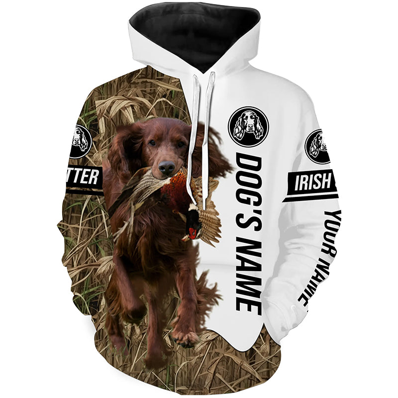 Pheasant hunting with red Irish setter Dogs Customize name 3D All over print Shirts, Hoodie FSD3758