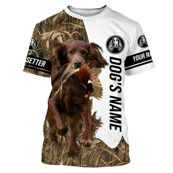 Pheasant hunting with red Irish setter Dogs Customize name 3D All over print Shirts, Hoodie FSD3758