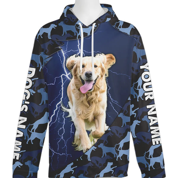 Custom Dog Photo Blue Camo Thunderstorm Hoodie for Dog Lovers FSD4785