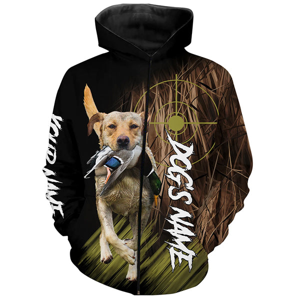 Yellow Labrador Retriever Duck Hunting Waterfowl camo Shirts, Personalized Duck Hunting Hoodie FSD4551