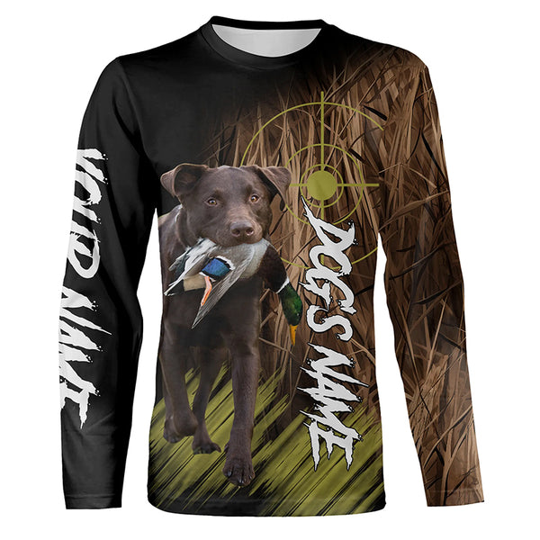 Chocolate Labrador Retriever Duck Hunting Waterfowl camo Shirt, Personalized Duck Hunting shirt FSD4552