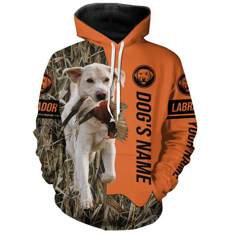 White Labrador Retriever Duck Pheasant Hunting Dog Customized Name Shirts for Hunters FSD4256
