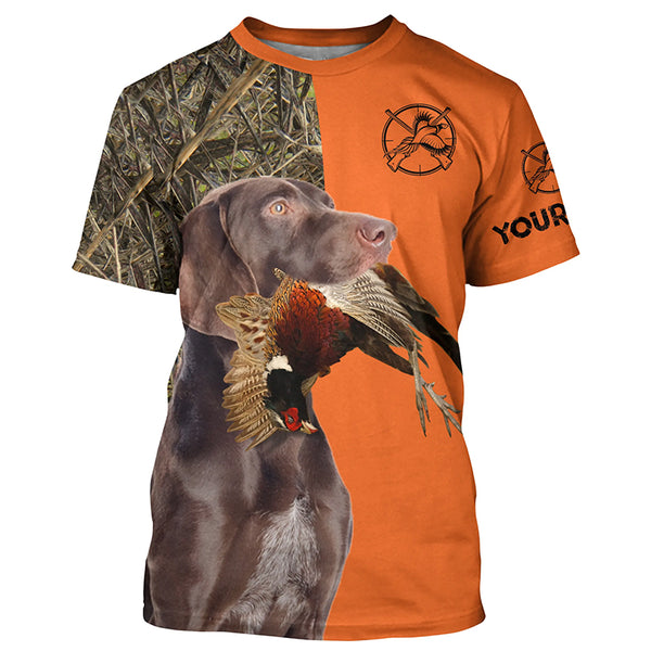 Pheasant hunting with solid liver gsp German Shorthaired Pointer Customize Name full printing Shirts FSD3761