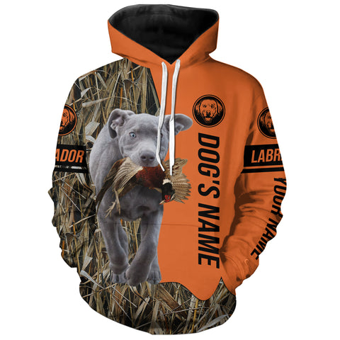 Silver Labs Hunting dog customized Name all over printed Shirt, Silver Labrador Retriever hunting Gift FSD4140