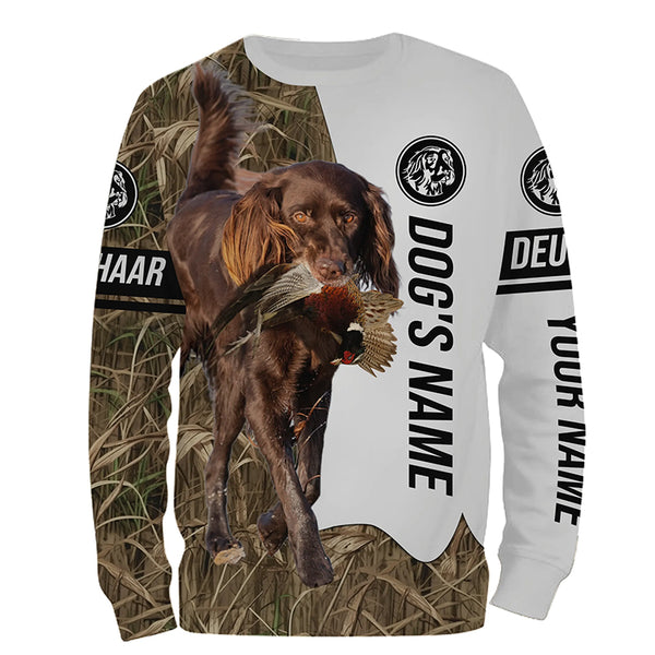 Pheasant Hunting with Deutsch Langhaar (German Longhaired Pointer) Custom Name All over print Shirts FSD3643