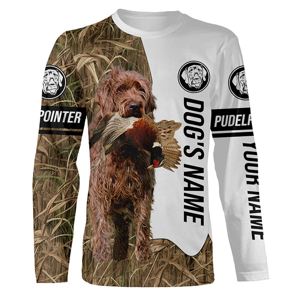 Pheasant Hunting with Pudelpointer Dog Custom Name Camo Full Printing Shirts, Hunting dog bird Hunter - FSD2771