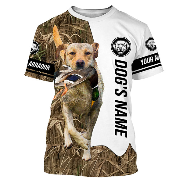 Duck Hunting with Yellow Labrador Retriever Dog Custom Name Camo Full Printing Shirts, Labrador Gundog Shirt - FSD2773