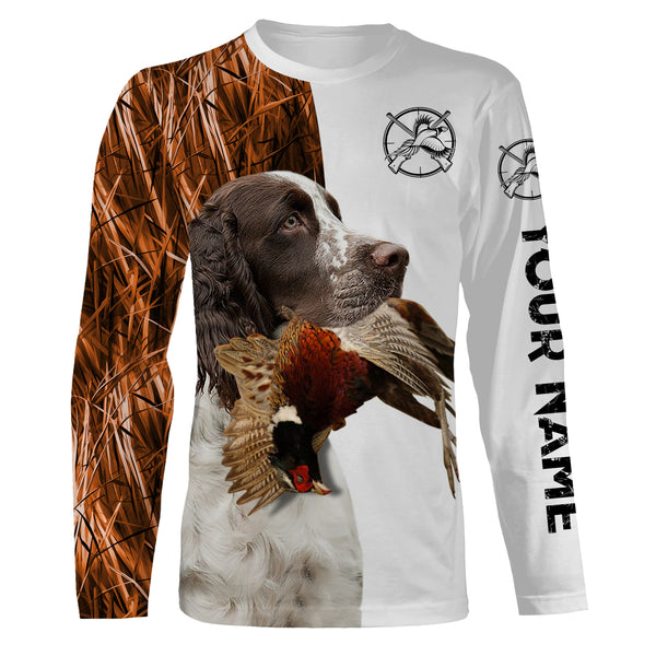 Beautiful Pheasant Hunting with Dogs Custom Name Long sleeve Shirts for Hunter FSD4451