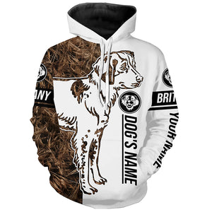 Brittany Gun Dog Tattoo Camo Customized Name Shirt, Hoodie - Brittany Hunting Dog, Duck Bird Hunting Gifts FSD2604