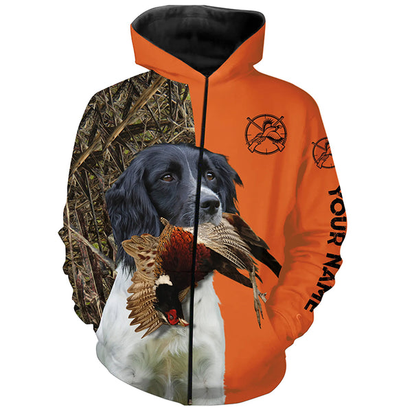 Pheasant hunting with English Springer Spaniel (black and white) Dogs Custom 3D All over print Shirts FSD3775