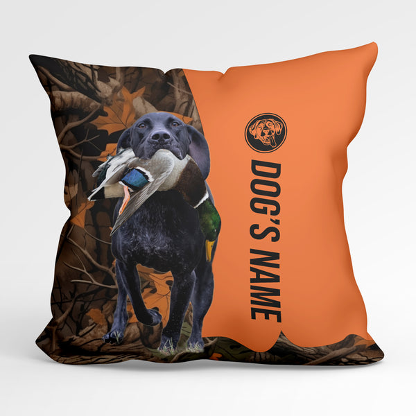 Black German Shorthaired Pointer Dog Hunting Custom Dog's Name Pillow, Personalized Pillows FSD4412