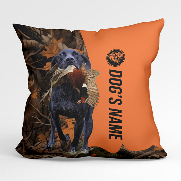 Black German Shorthaired Pointer Dog Hunting Custom Dog's Name Pillow, Personalized Pillows FSD4412