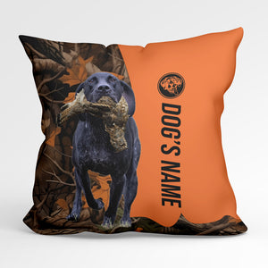 Black German Shorthaired Pointer Dog Hunting Custom Dog's Name Pillow, Personalized Pillows FSD4412