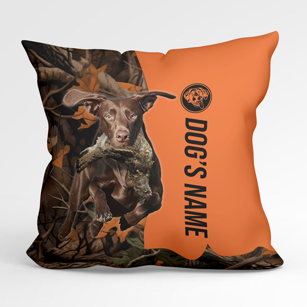 Solid Liver German Shorthaired Pointer Dog Hunting Custom Dog's Name Pillow, Personalized Pillows FSD4413