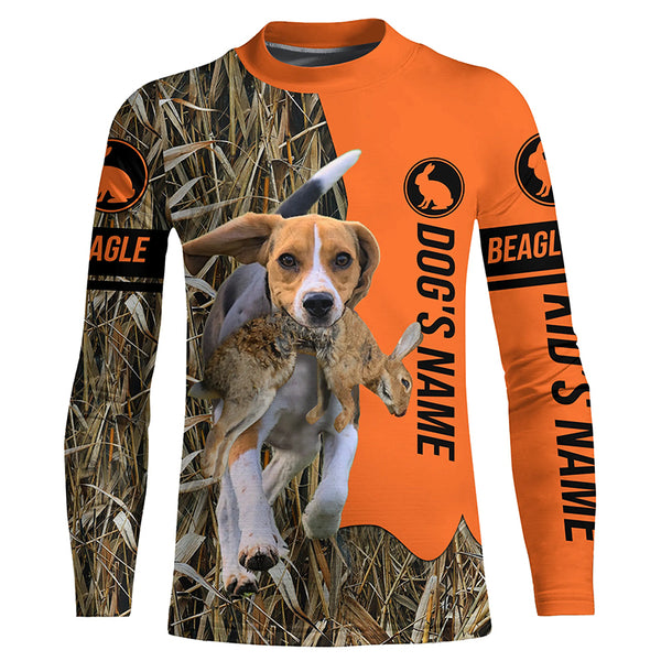 Rabbit Hunting with Dogs Beagle Customize Name Shirts, Beagle hunting dog shirt FSD3660