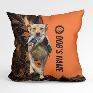 Yellow Labrador Retriever Duck/Pheasant Hunting Custom Dog's Name Pillow, Hunting dog Pillows FSD4381