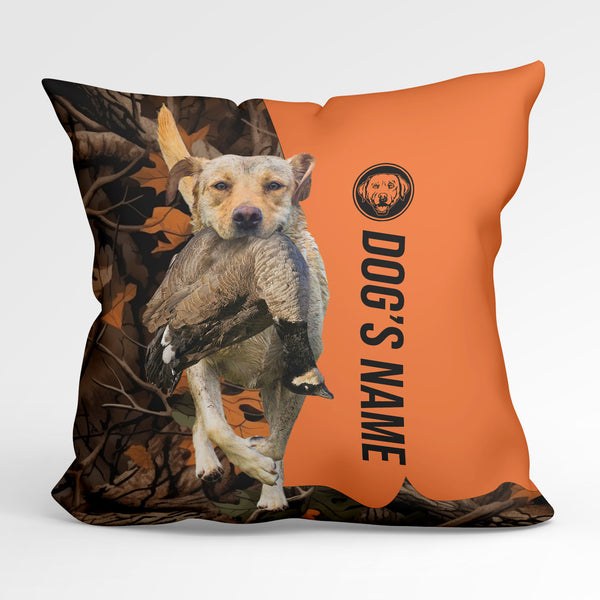 Yellow Labrador Retriever Duck/Pheasant Hunting Custom Dog's Name Pillow, Hunting dog Pillows FSD4381