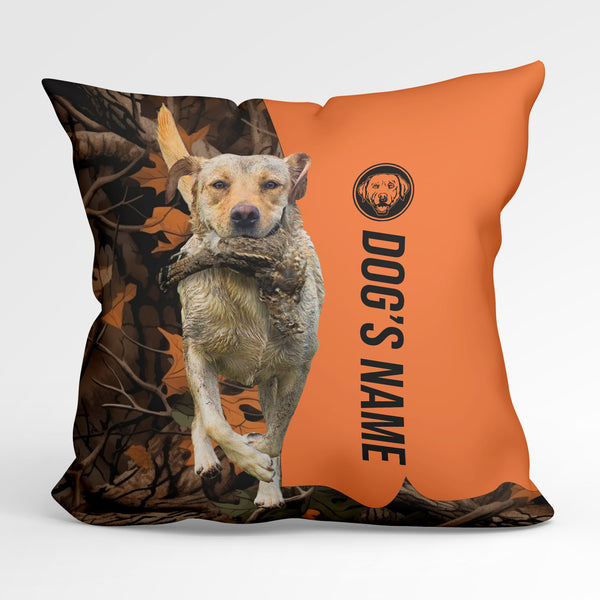 Yellow Labrador Retriever Duck/Pheasant Hunting Custom Dog's Name Pillow, Hunting dog Pillows FSD4381