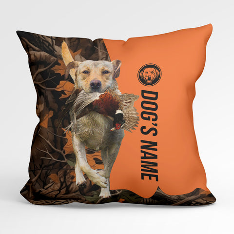Yellow Labrador Retriever Duck/Pheasant Hunting Custom Dog's Name Pillow, Hunting dog Pillows FSD4381
