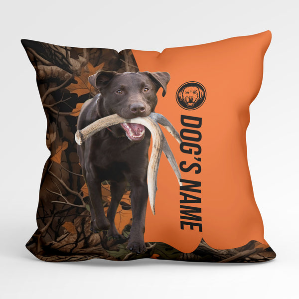 Chocolate Labrador Retriever Duck/Pheasant Hunting Custom Dog's Name Pillow, Hunting dog Pillows FSD4383