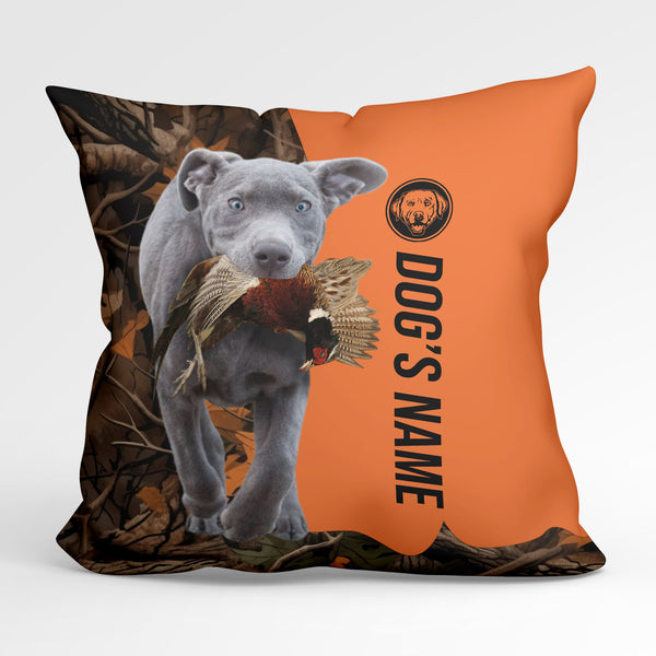 Silver Labrador Retriever Duck/Pheasant Hunting Custom Dog's Name Pillow, Hunting dog Pillows FSD4385