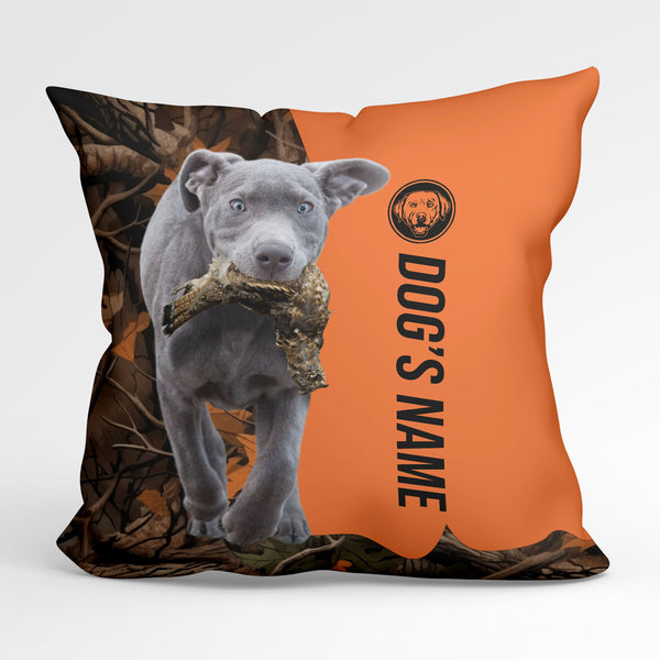 Silver Labrador Retriever Duck/Pheasant Hunting Custom Dog's Name Pillow, Hunting dog Pillows FSD4385