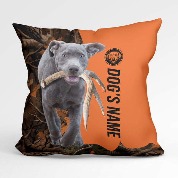 Silver Labrador Retriever Duck/Pheasant Hunting Custom Dog's Name Pillow, Hunting dog Pillows FSD4385