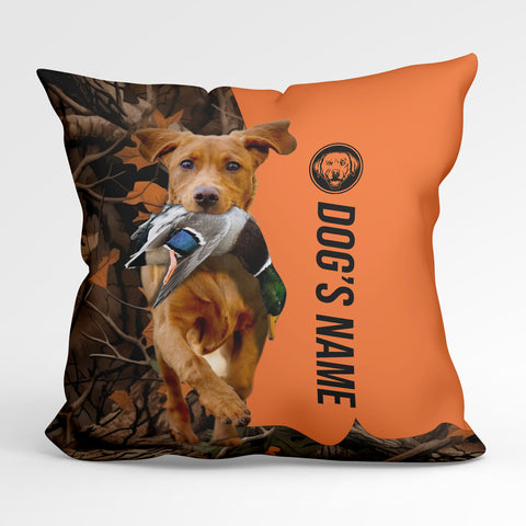 Fox Red Labrador Retriever Duck/Pheasant Hunting Custom Dog's Name Pillow, Hunting dog Pillows FSD4386