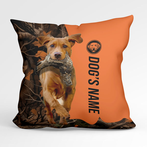 Fox Red Labrador Retriever Duck/Pheasant Hunting Custom Dog's Name Pillow, Hunting dog Pillows FSD4386