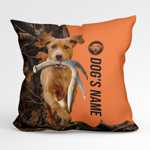 Fox Red Labrador Retriever Duck/Pheasant Hunting Custom Dog's Name Pillow, Hunting dog Pillows FSD4386