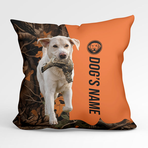 White Labrador Retriever Duck/Pheasant Hunting Custom Dog's Name Pillow, Hunting dog Pillows FSD4390