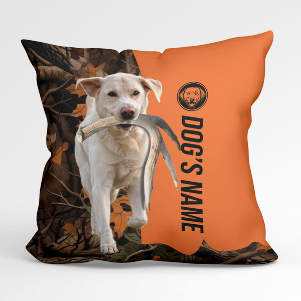 White Labrador Retriever Duck/Pheasant Hunting Custom Dog's Name Pillow, Hunting dog Pillows FSD4390