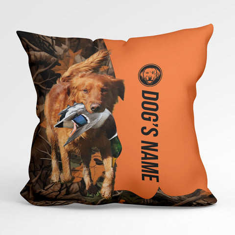Red Golden Retriever Duck/Pheasant Hunting Custom Dog's Name Pillow, Hunting dog Pillows FSD4392