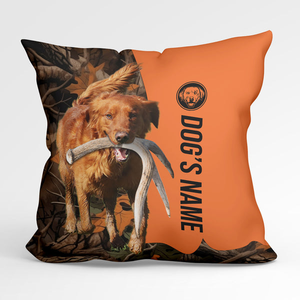 Red Golden Retriever Duck/Pheasant Hunting Custom Dog's Name Pillow, Hunting dog Pillows FSD4392