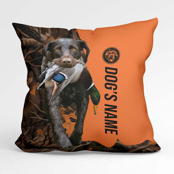 German Wirehaired Pointers Duck/Pheasant Hunting Custom Dog's Name Pillow, Hunting dog Pillows FSD4393