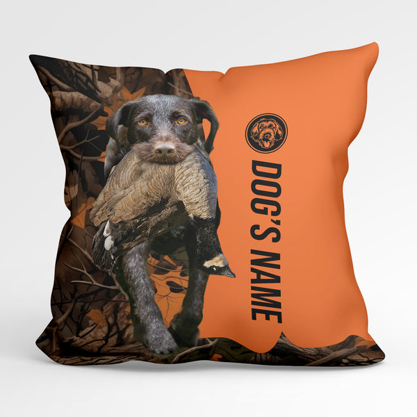 German Wirehaired Pointers Duck/Pheasant Hunting Custom Dog's Name Pillow, Hunting dog Pillows FSD4393