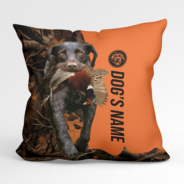 German Wirehaired Pointers Duck/Pheasant Hunting Custom Dog's Name Pillow, Hunting dog Pillows FSD4393