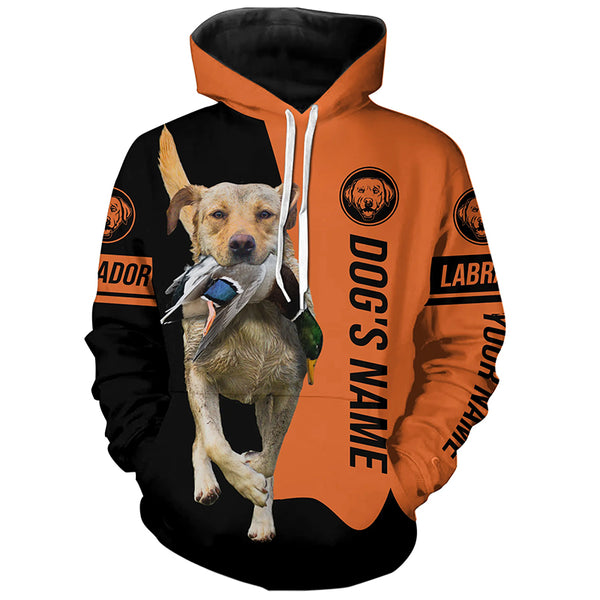 Yellow Labrador Retriever Hunting Dog Customized Name black and orange Shirts for Hunters FSD4667