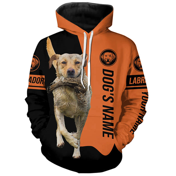 Yellow Labrador Retriever Hunting Dog Customized Name black and orange Shirts for Hunters FSD4667