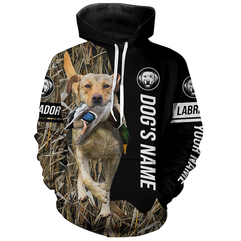 Yellow Labrador Retriever Hunting Dog Customized Name Camo Shirts for Hunters FSD4668