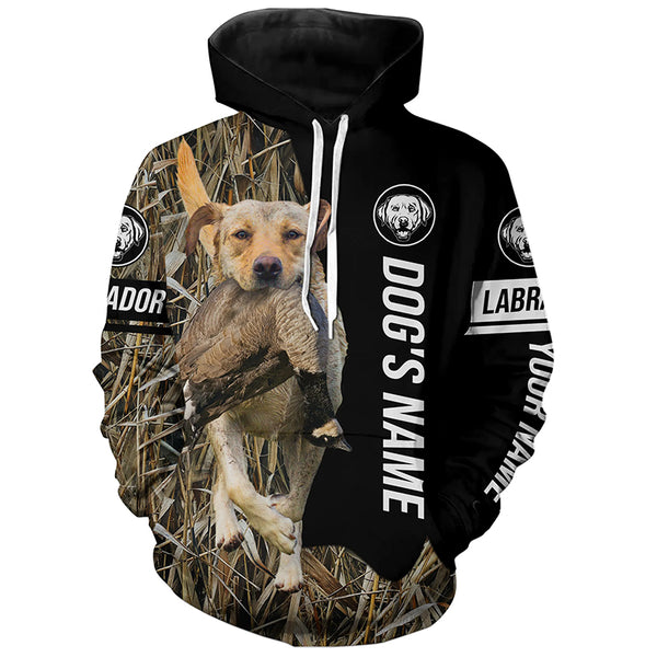 Yellow Labrador Retriever Hunting Dog Customized Name Camo Shirts for Hunters FSD4668