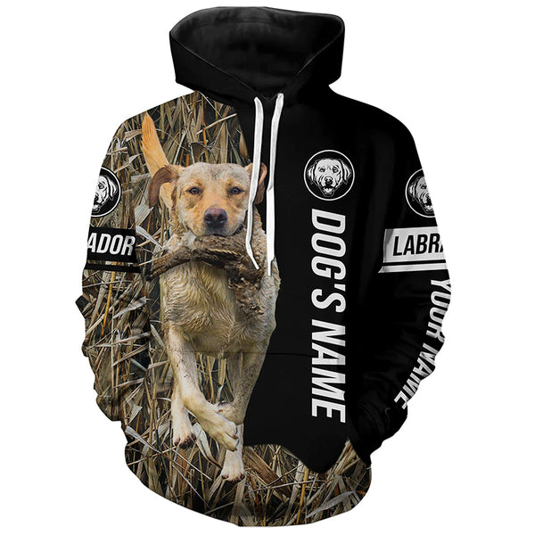 Yellow Labrador Retriever Hunting Dog Customized Name Camo Shirts for Hunters FSD4668