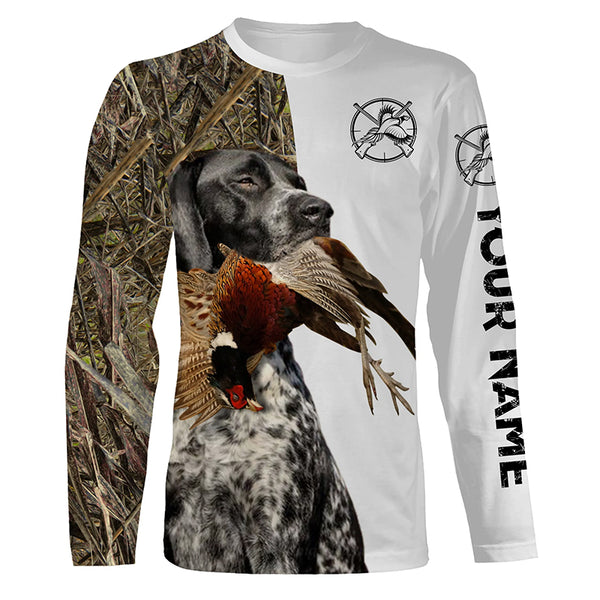Pheasant Hunting With Dog black roan GSP German Shorthaired Pointer Customize Name Shirts - Personalized Hunting Gift FSD2162