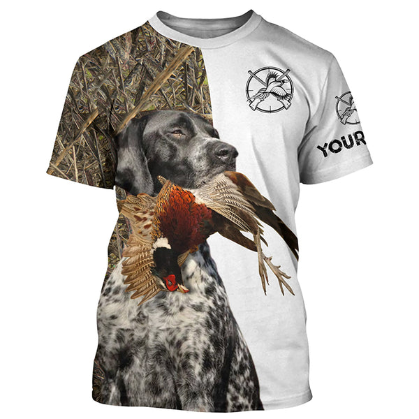 Pheasant Hunting With Dog black roan GSP German Shorthaired Pointer Customize Name Shirts - Personalized Hunting Gift FSD2162