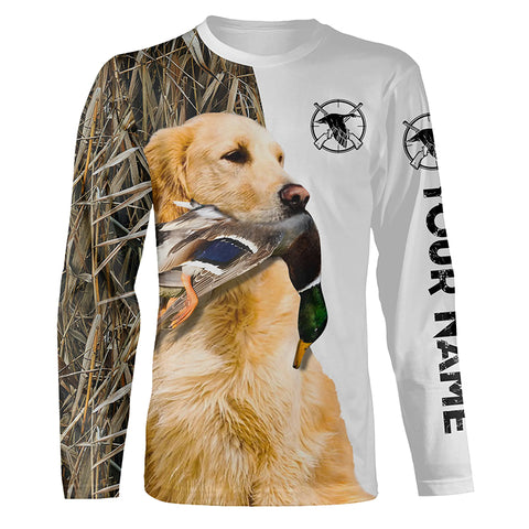 Duck Hunting With Dog Golden Retriever Customize Name 3D All Over Printed Shirts - Personalized Hunting Gifts FSD2166