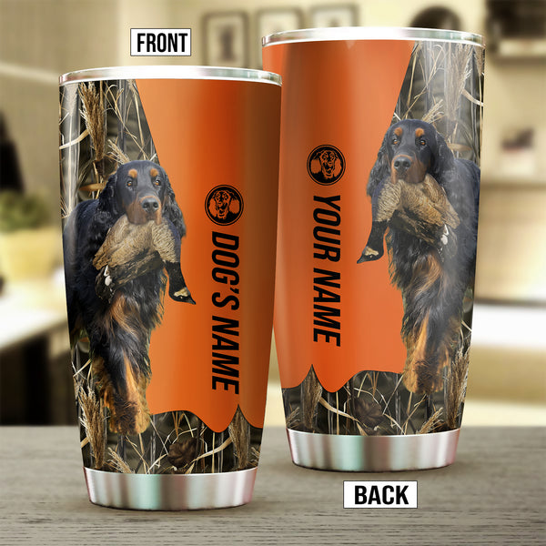 Gordon Setter Birds & Deer shed Hunting Dog Custom name Stainless Steel Tumbler Cup FSD4479